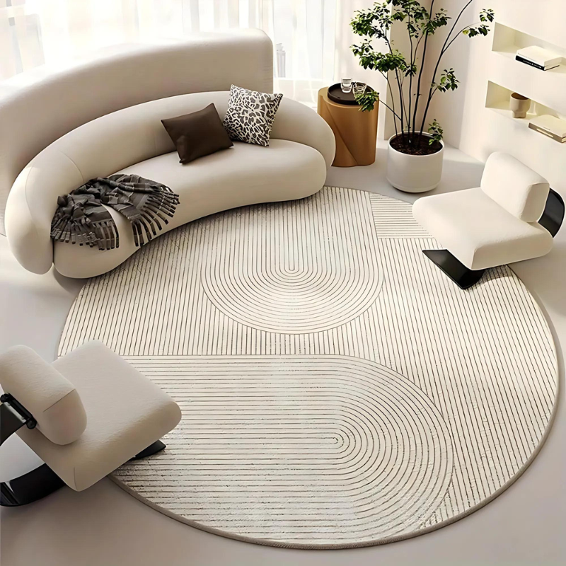 Round rug in Scandinavian design – Modern anti-slip rug for living room & bedroom | Stornfield