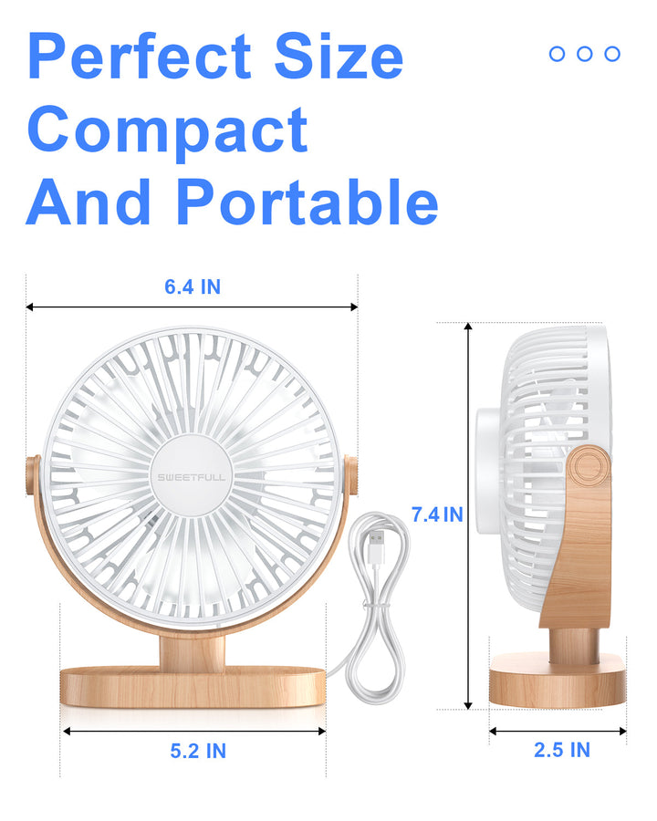 6.5 Inch USB Small Desk Fan for Home Office Car Outdoor Travel | Stornfield