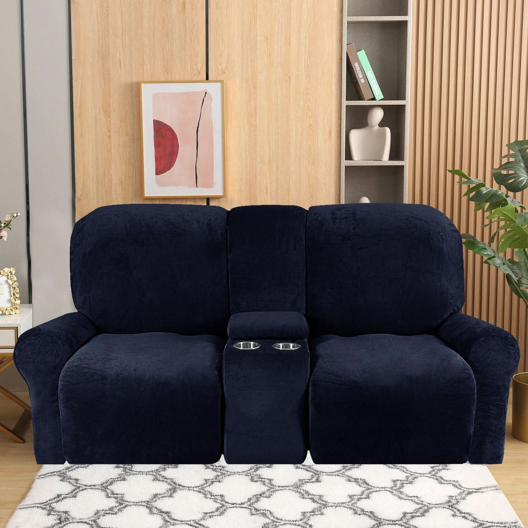Stornfield | 2-Seater Recliner Sofa Cover with Cup Holders – Velvet Plush