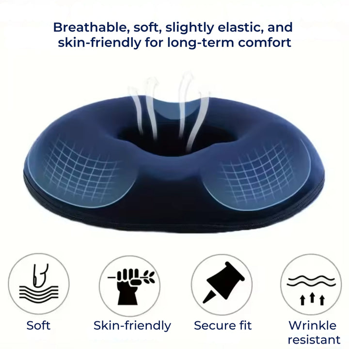 SitRelief | Donut Seat Cushion - Coccyx and Hemorrhoid Relief - Memory Foam - Washable Cover - Office, Travel, Post-partum Use Stornfield