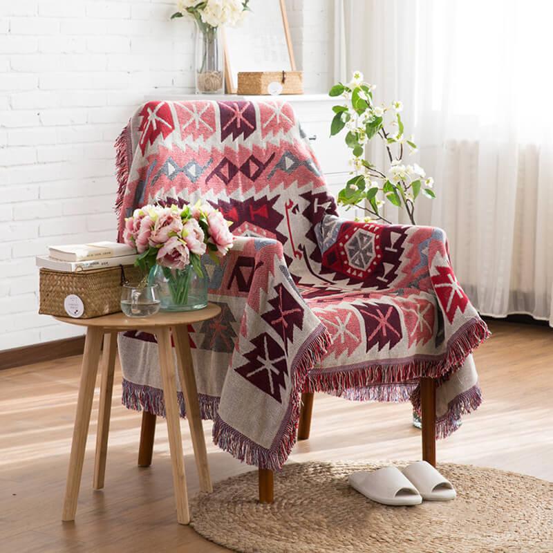 Bohemian knitted throws for sofa decor | Stornfield