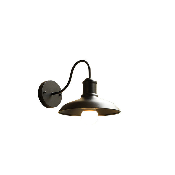 Retro Loft Dome Iron Outdoor Waterproof 1-Light Bent Arm Wall Sconce Lamp | Stornfield
