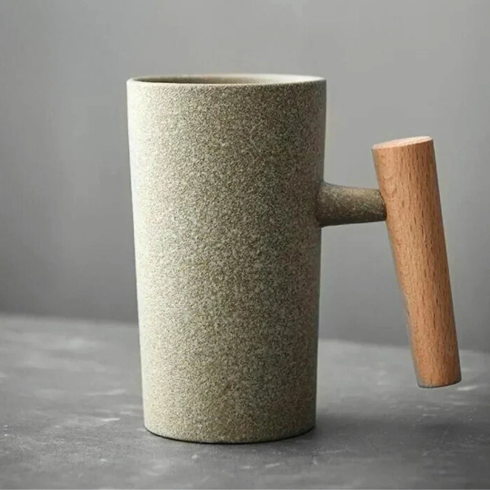 ScandiSip Ceramic Mug – Minimalist Scandinavian Design with Wooden Handle | Stornfield