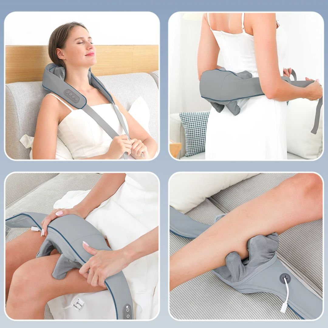 RelaxaPro | Shiatsu Neck Massager – Heating Relief – Cordless Design – Ideal for Office and Home Use Stornfield