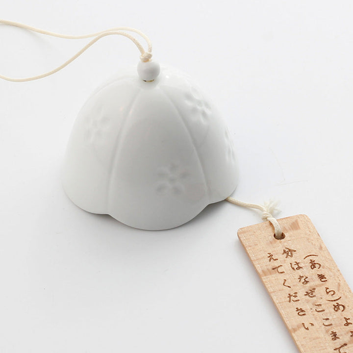 Stornfield | Japanese Ceramic Bells, Sakura Bell Rings, Hanging Garden Bells, Garden Decor for Living Space, White