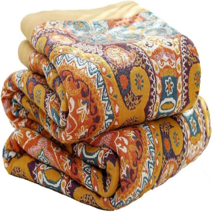 Sunrise Boho Reversible Blanket, 100% Cotton Cooling Quilt | Stornfield