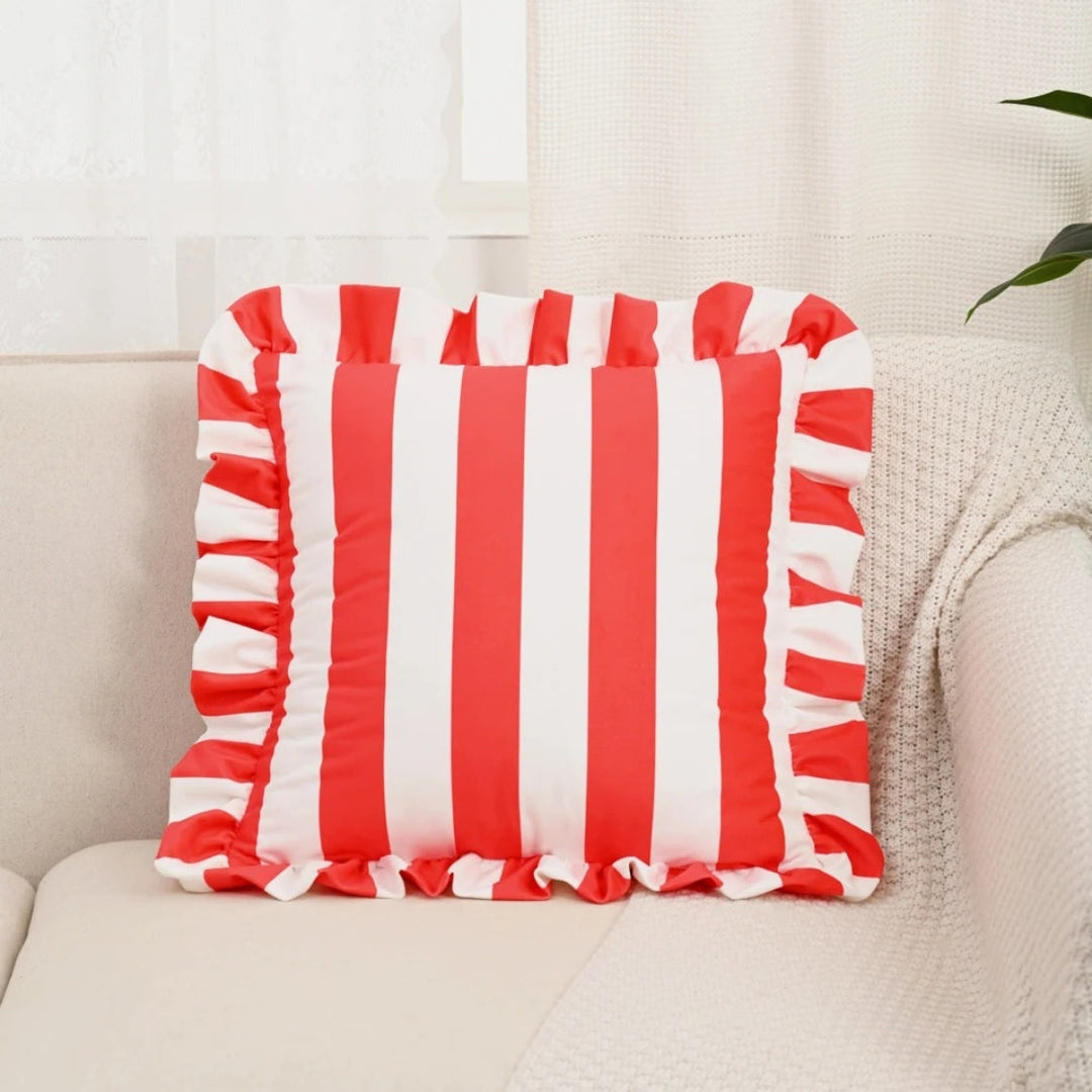 Stornfield | Retro Striped Ruffle Cushion Cover