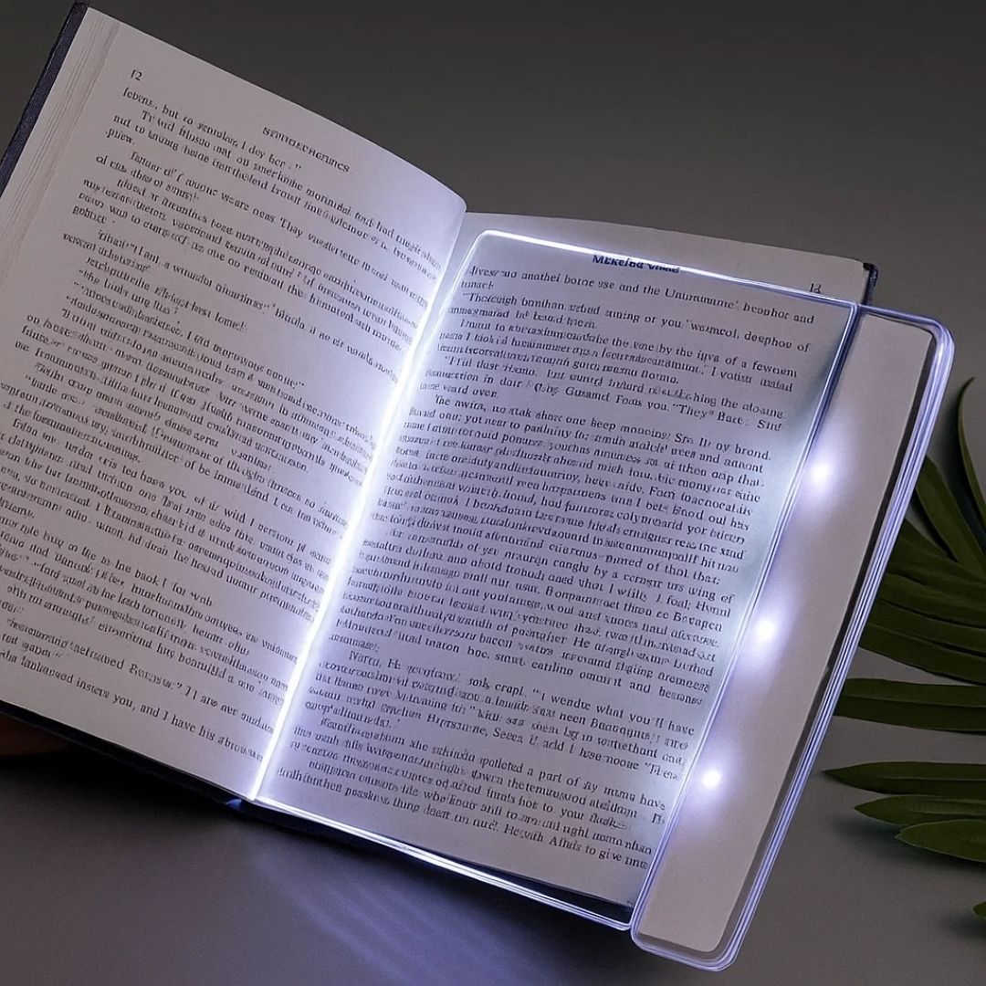PageGlow | Flat LED Book Light - Glare-Free Full Page Illumination - Slim Portable Design - Eye-Care for Travelers and Bedtime Readers Stornfield