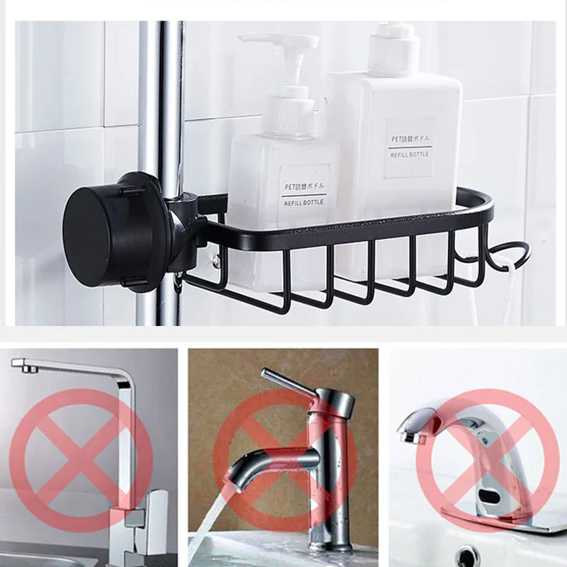 Shower holder for Shampoo & Soap – Stainless Steel – Silver or Black – No Drilling | Stornfield