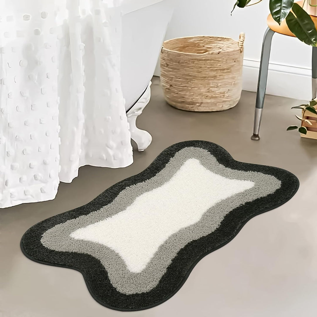 Stornfield | Tapis de bain dégradé noir, tapis pour salles de bain, joli tapis irrégulier antidérapant pour salle de douche