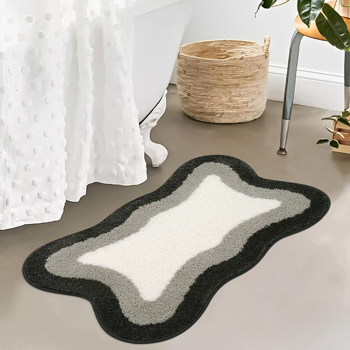 Stornfield | Tapis de bain dégradé noir, tapis pour salles de bain, joli tapis irrégulier antidérapant pour salle de douche
