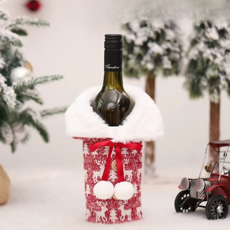 Christmas bottle cover with fur collar – festive cover for wine bottles, gnome decoration for Christmas, perfect as gift wrapping | Stornfield