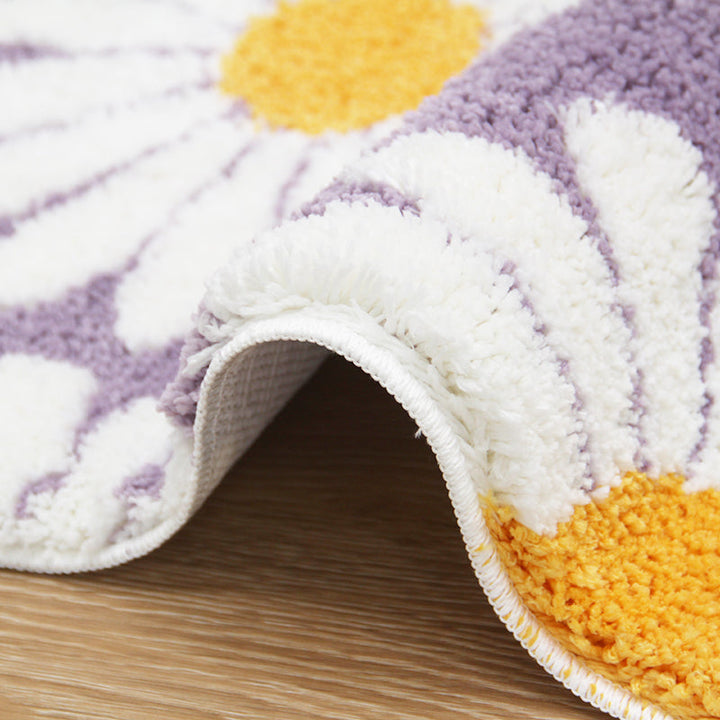 Stornfield | Feblilac Sweet Daisy Bath Mat, Purple Flower Bathroom Mat