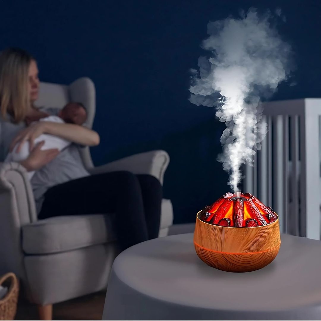 FlameMist | Essential Oil Diffuser – LED Flame – Two Mist Modes – Silent USB Design – Home Relaxation Bowl