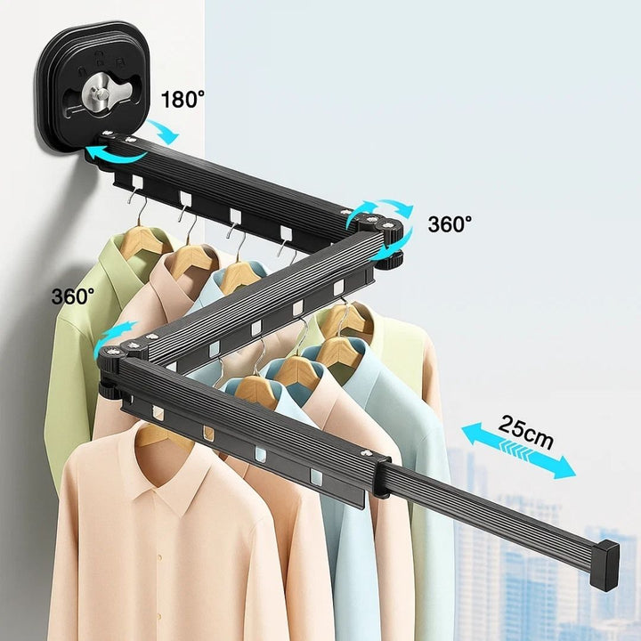 SpaceEase | Foldable Clothes Hanger – Retractable Wall Rack – Stainless Steel – Ideal for Small Spaces Stornfield