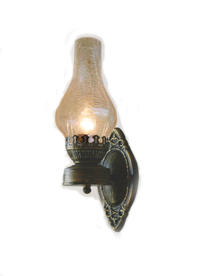 1 Head Wall Mount Light Antique Kerosene Iron Wall Lighting with Glass Shade in Bronze | Stornfield