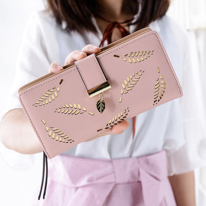 Ladies long wallet with leaf pattern | Stornfield