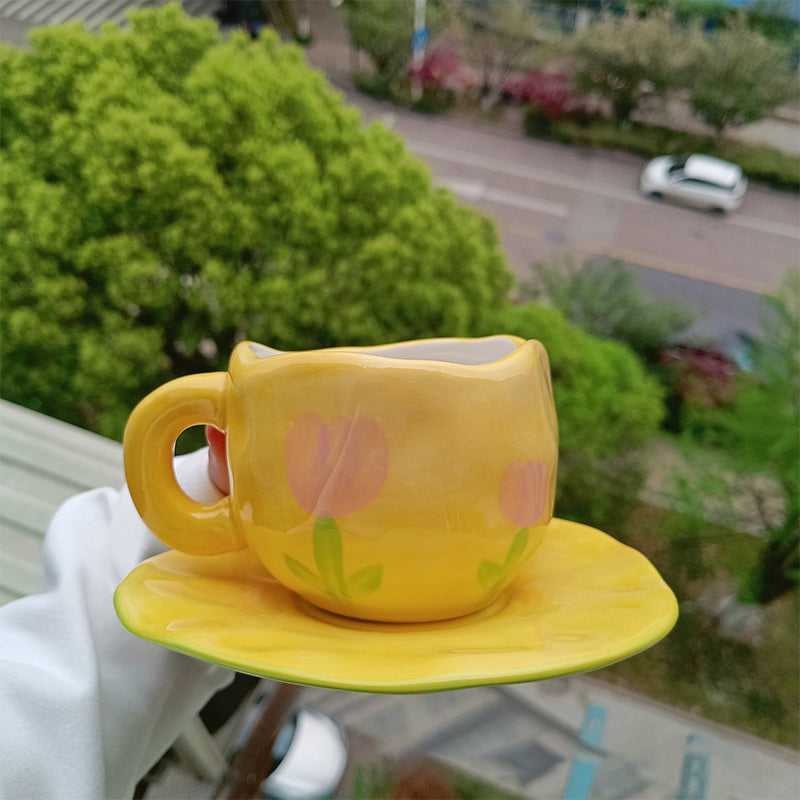 Creative hand-painted coffee cup, ceramic tea cup and saucer set | Stornfield