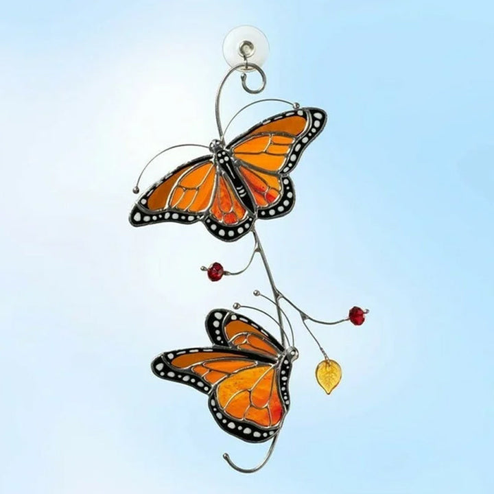 Stained Monarch Butterfly Glass Window Decor | Stornfield