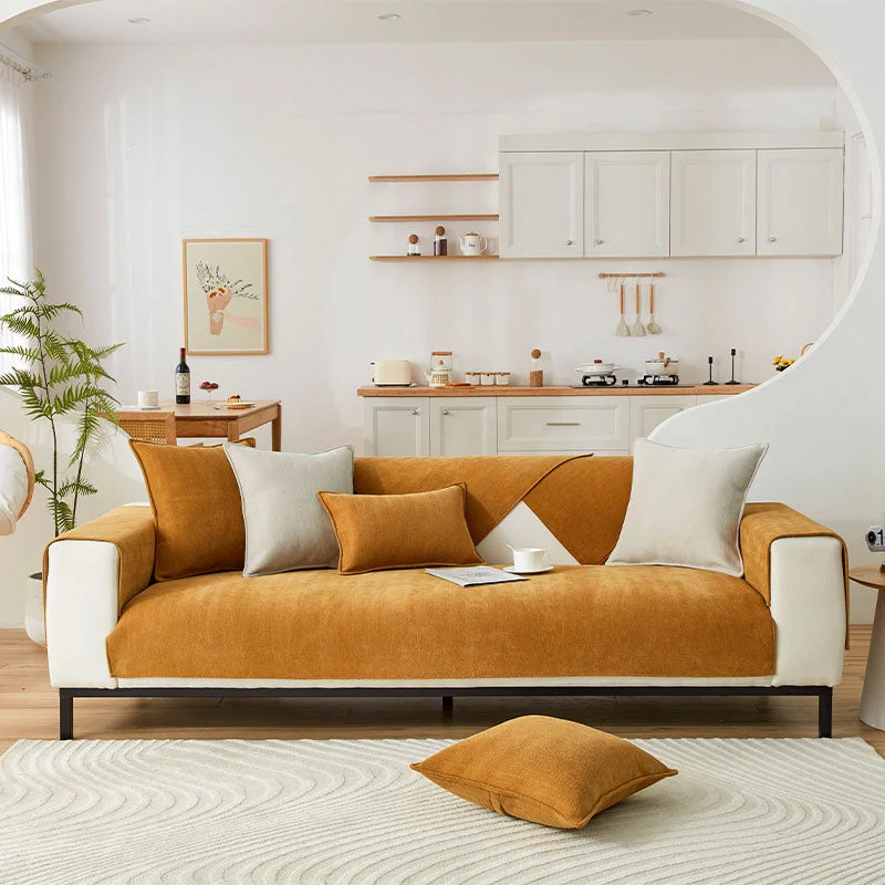 Herringbone Chenille Fabric Furniture Protector Sofa Cover | Stornfield