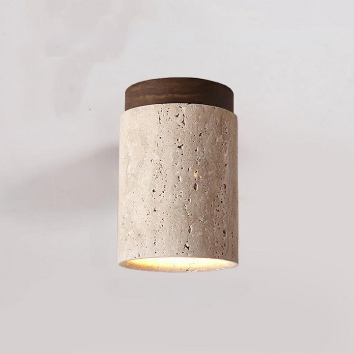 Stornfield | LysSten – Integrated Travertine Chandelier for Hallways and Staircases