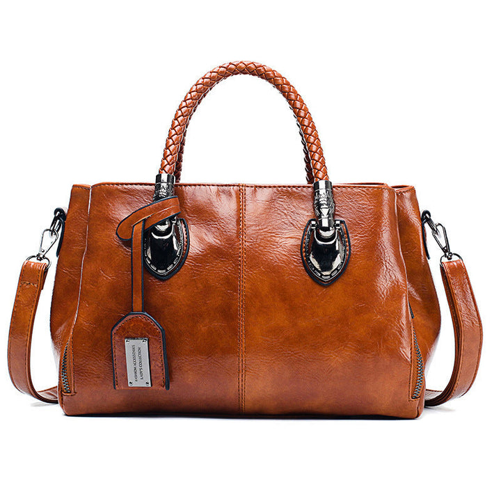 New handbags made of oil wax leather Boston, large tote bag made of soft leather | Stornfield