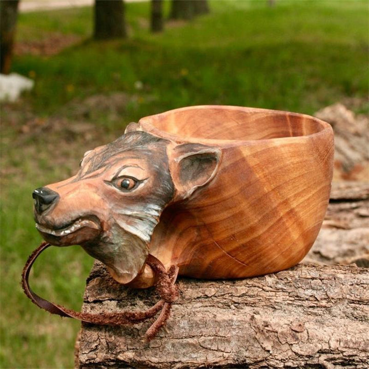 Stornfield | Hand-Carved Animal Head Wooden Mug