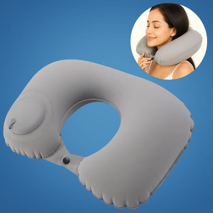 TravelThrive | Inflatable Travel Pillow – Adjustable Firmness – Soft Velvet Cover – Neck Pain Relief – Compact for All Travel Stornfield