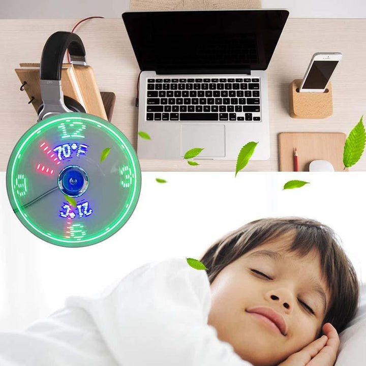 USB Fan with LED Clock Lighting | Stornfield