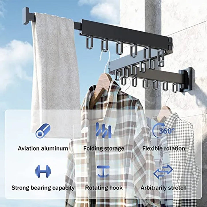 Foldable aluminum alloy drying rack with hook | Stornfield