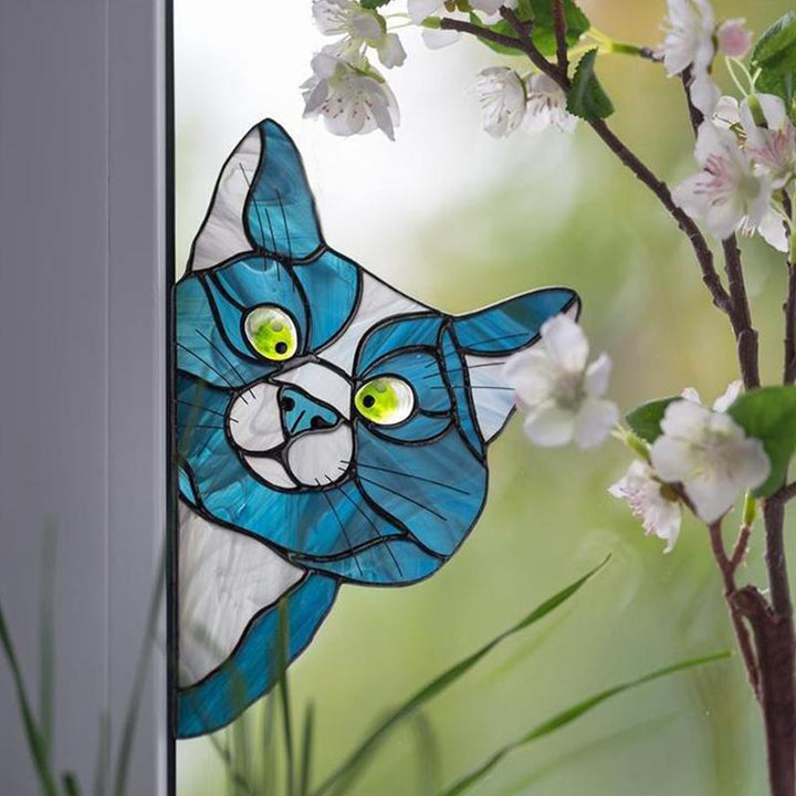 Handmade Stained Glass Cat Suncatcher for Window | Stornfield