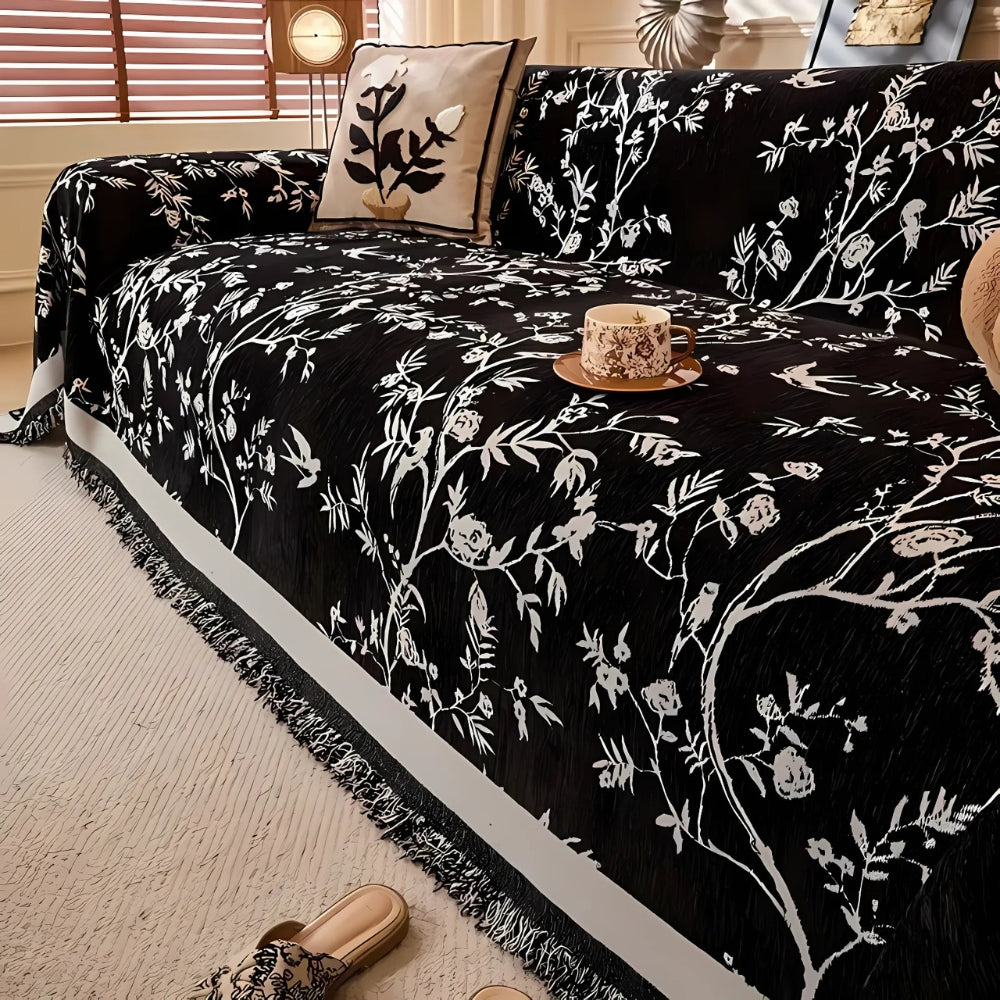 Floral Chenille Sofa Throw | Stornfield
