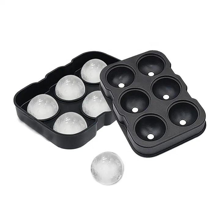 Stornfield | Round Silicone Ice Cube Mold Food-Grade Eco-Friendly Non-Toxic, 6 Silicone Ice Ball Makers with Lids