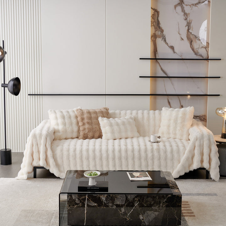 Luxe Ripple Faux Fur Sofa Cover - Modern, Stylish & Durable Sofa Protection | Stornfield