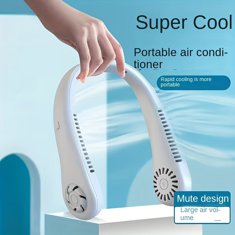 1pc Hands-Free Portable Neck Fan - Rechargeable, Leafless, and USB Powered - Perfect for Desk and Travel Use | Stornfield