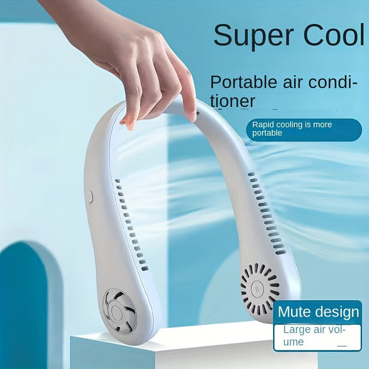 1pc Hands-Free Portable Neck Fan - Rechargeable, Leafless, and USB Powered - Perfect for Desk and Travel Use | Stornfield