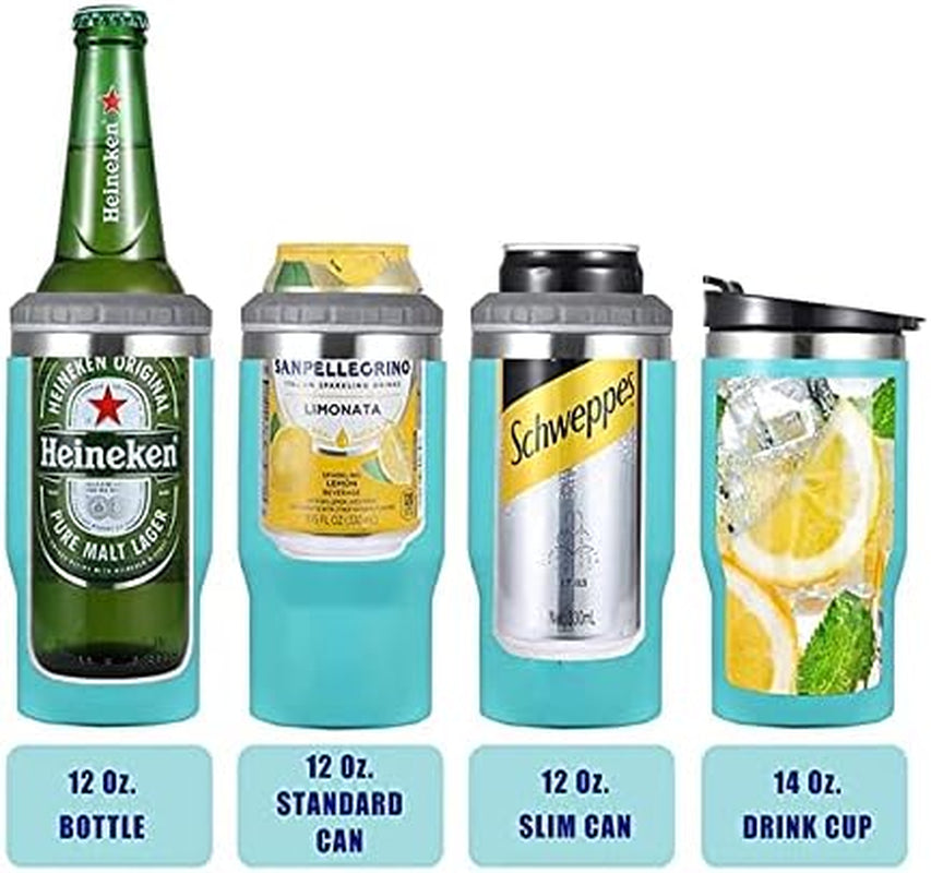 Stornfield | 4-in-1 Stainless Steel Can/Bottle Thermos, 14 Oz Dual-Purpose Lid, Insulated SUS Can Cooler, Beer Bottle Holder (Black)