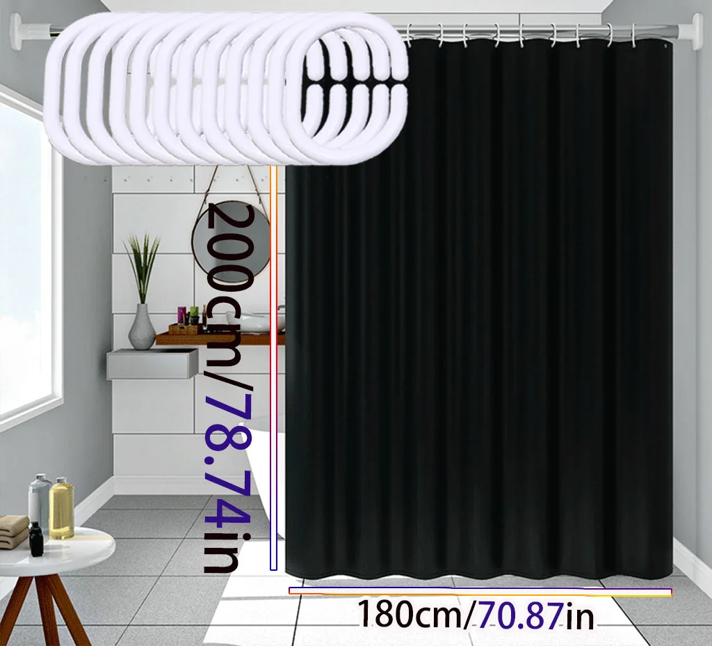 AquaShield Black Shower Curtain – Waterproof, Stylish and Eco-Friendly – Pure Black Design Stornfield