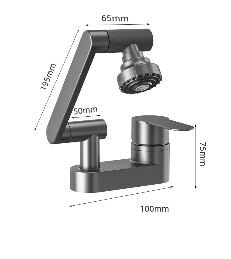 Aqua Twist Duo-Flex Basin Mixer – 360° swiveling two-hole faucet for hot and cold water Stornfield
