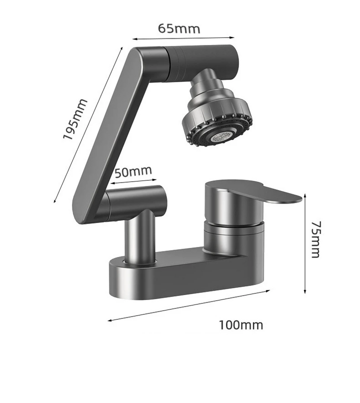 Aqua Twist Duo-Flex Basin Mixer – 360° swiveling two-hole faucet for hot and cold water Stornfield