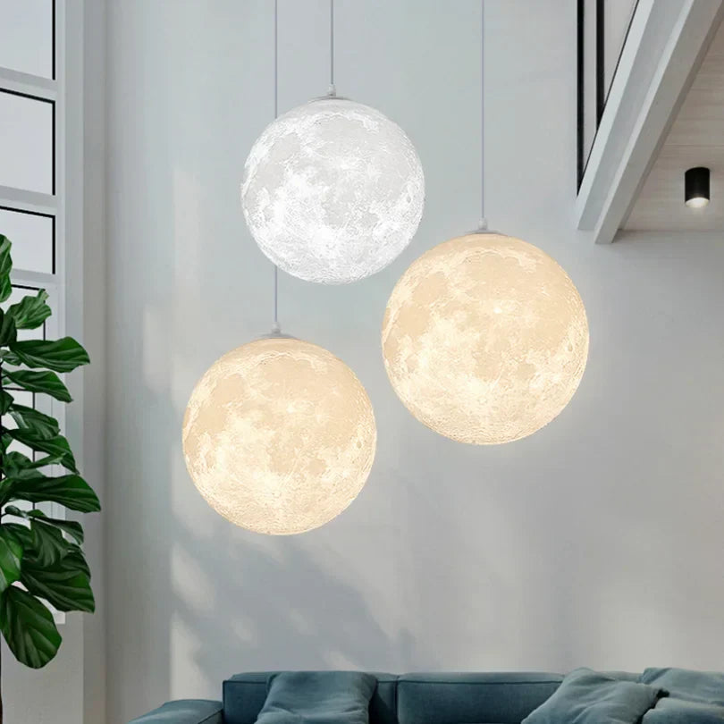 Lunar LED pendant light - Moon design hanging lamp for living room & bedroom | Stornfield