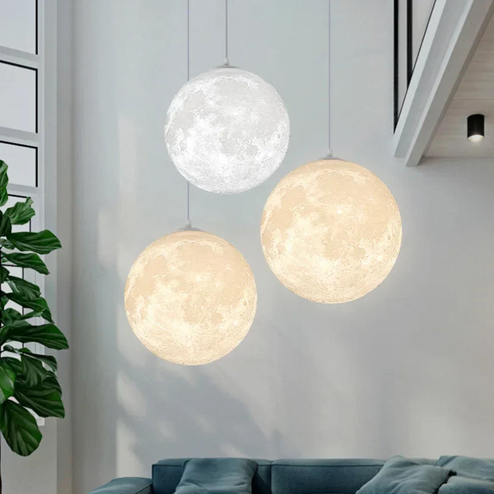 Lunar LED pendant light - Moon design hanging lamp for living room & bedroom | Stornfield