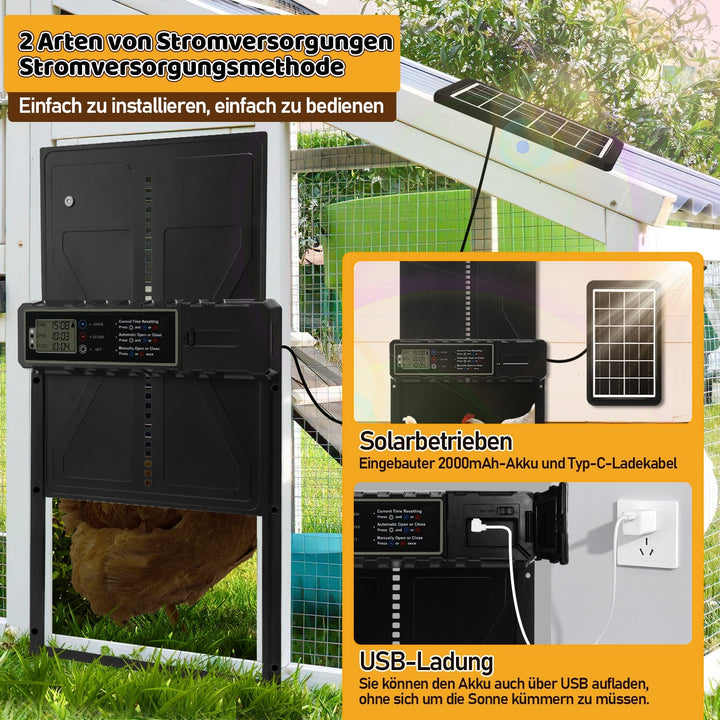 Electric Chicken Coop Door Solar with LED Display and Remote Control | Stornfield