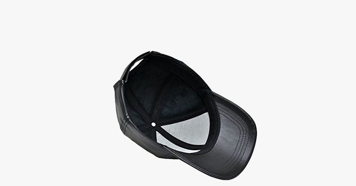 Black Leather Adjustable Baseball Cap | Stornfield
