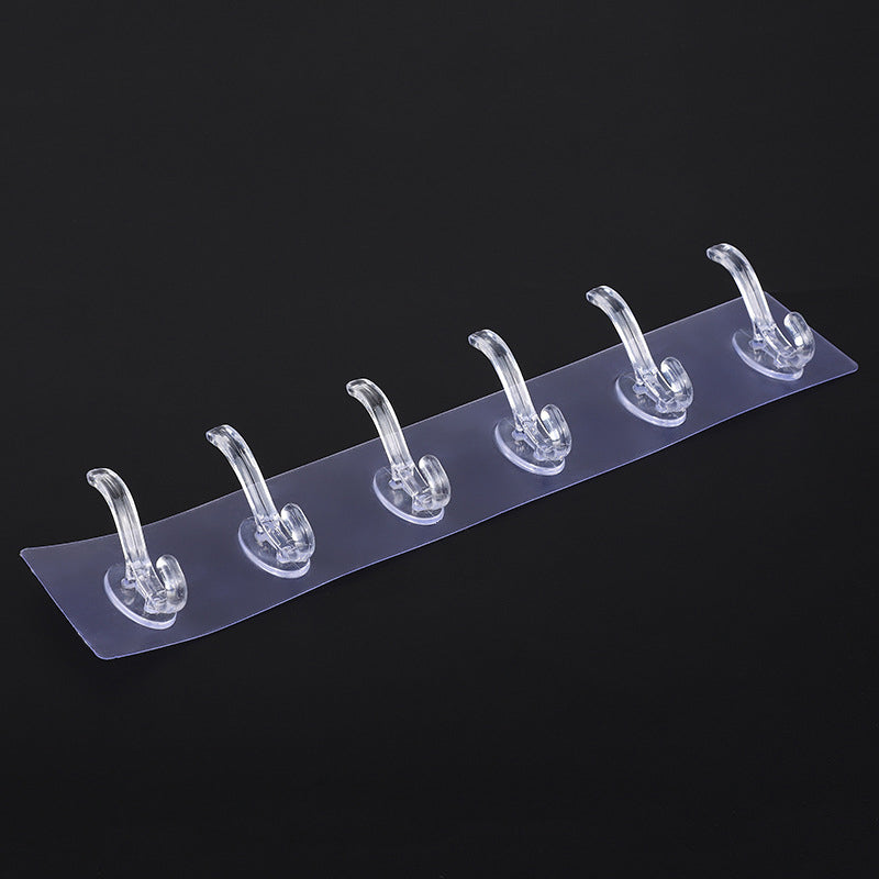 6 Hooks Multifunctional Self-Adhesive Hooks No Drilling Wall Transparent Hook | Stornfield