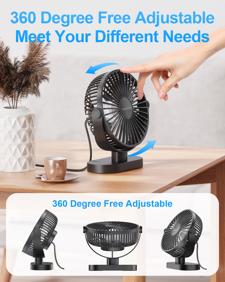 6.5 Inch USB Small Desk Fan for Home Office Car Outdoor Travel | Stornfield