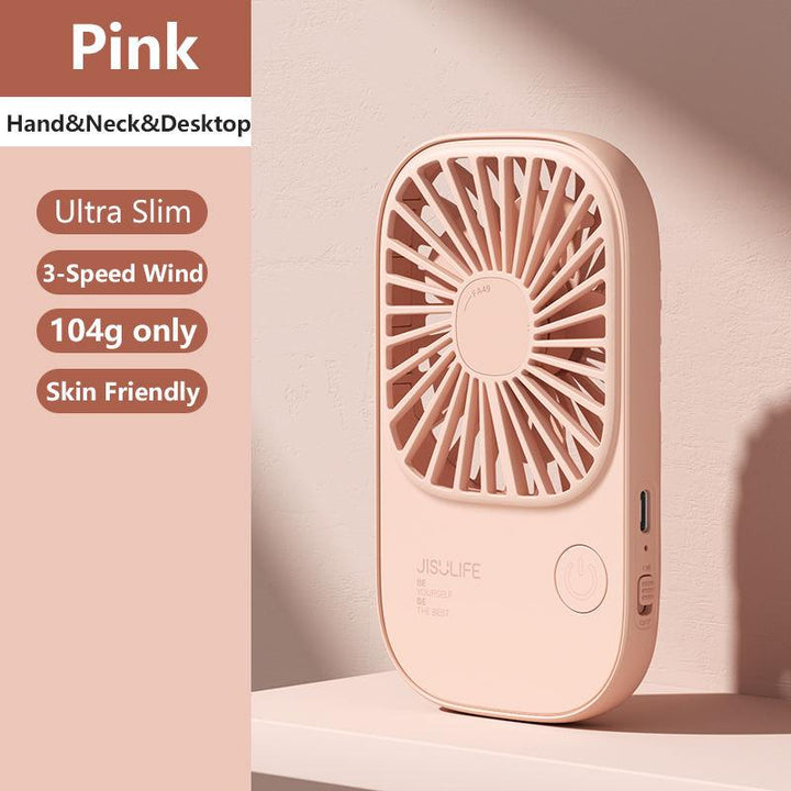 Mini Handheld USB Rechargeable Fan with 3 Speeds, Portable Lash Fan & Desk Stand | Stornfield