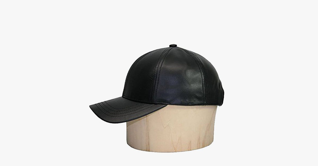 Black Leather Adjustable Baseball Cap | Stornfield