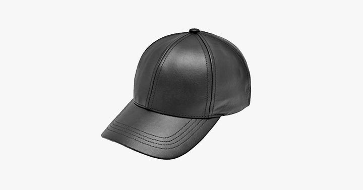 Black Leather Adjustable Baseball Cap | Stornfield