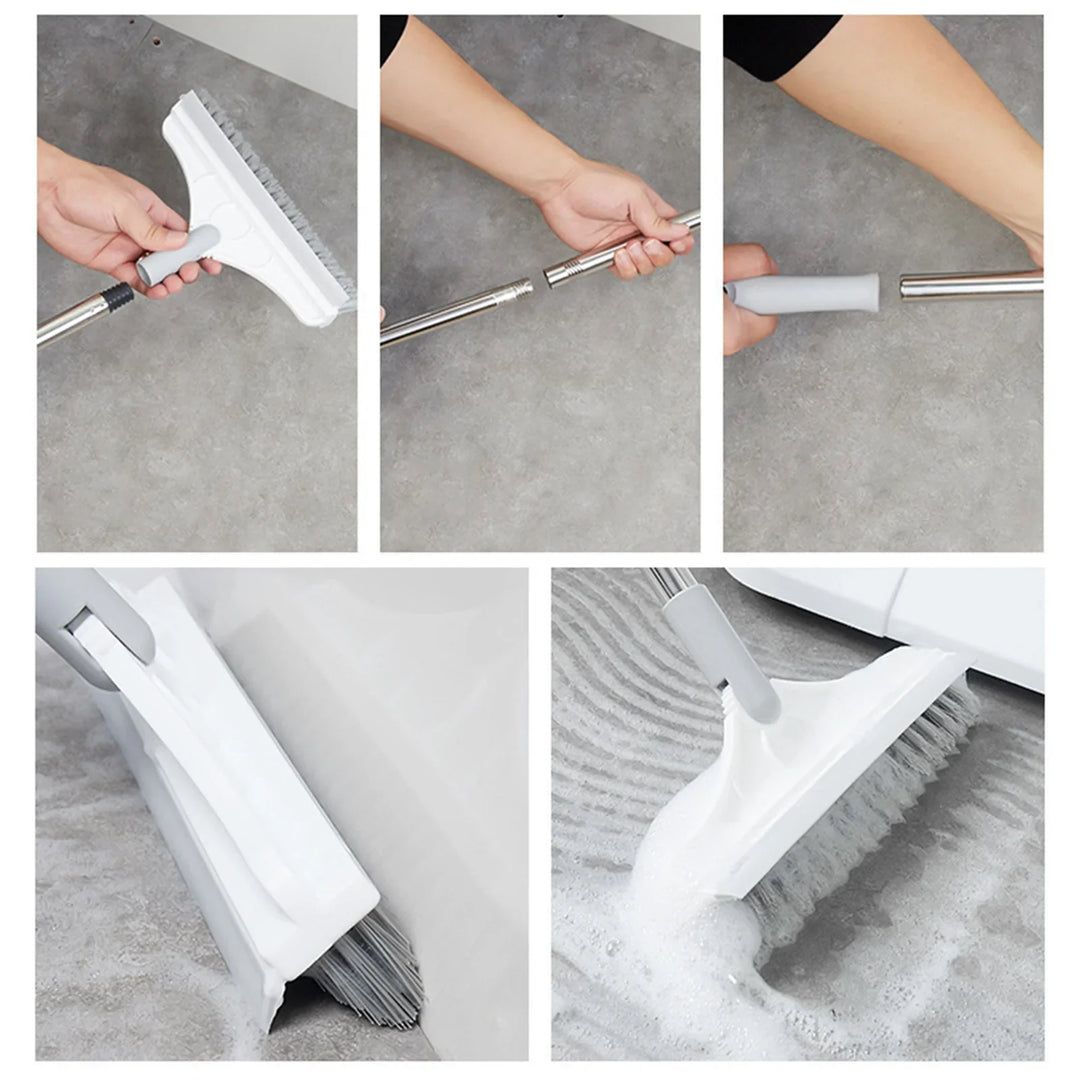 2-in-1 Floor Scrub Brush with Window Squeegee, 120-Degree Rotatable Long Handle, Stornfield